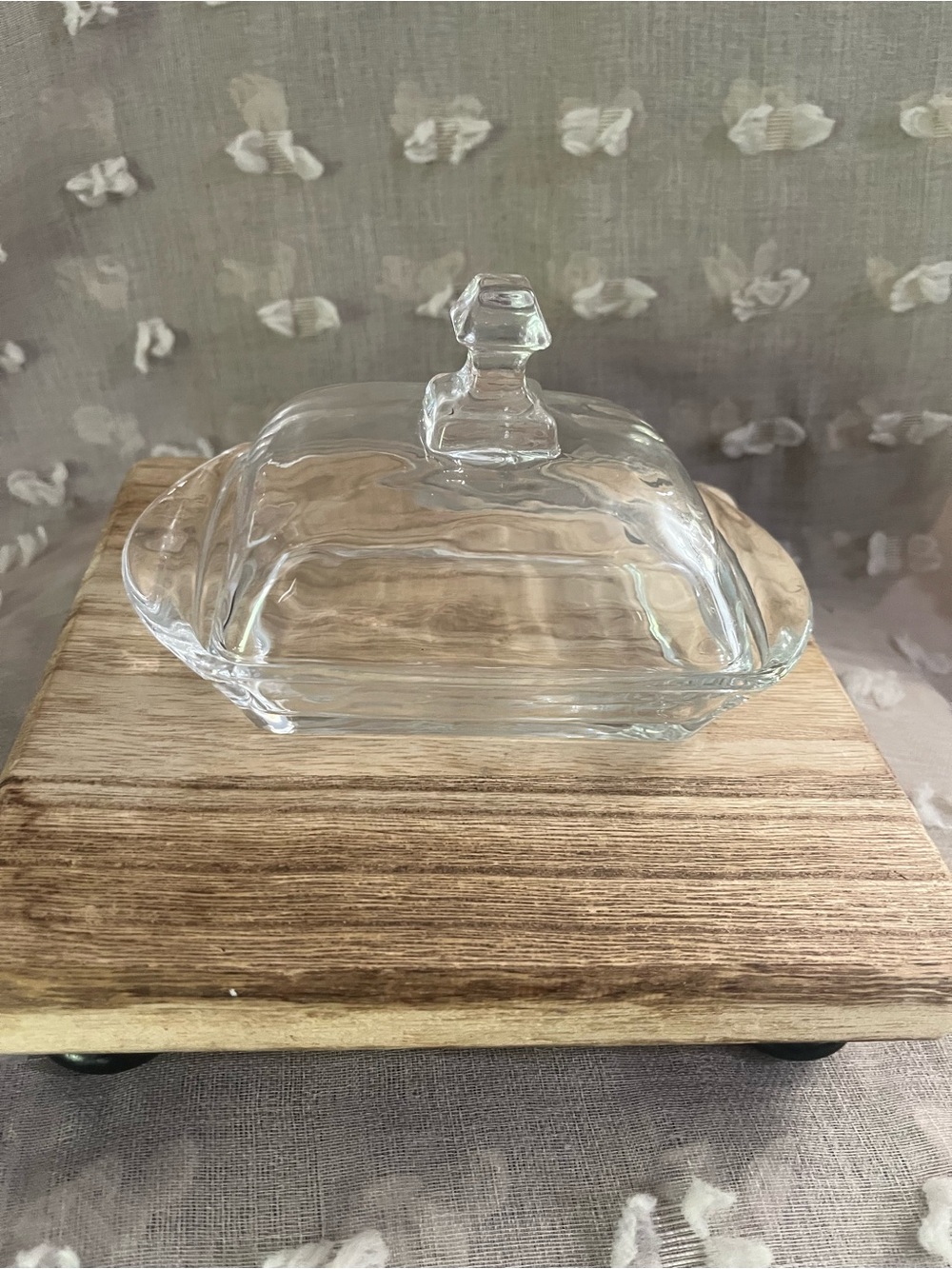 Clear Glass Butter Dish with Lid - Home Dining